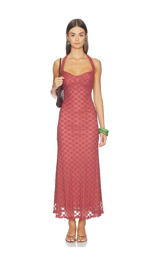 Bardot Mariko Halter Neck Midi Dress in Rust by BARDOT