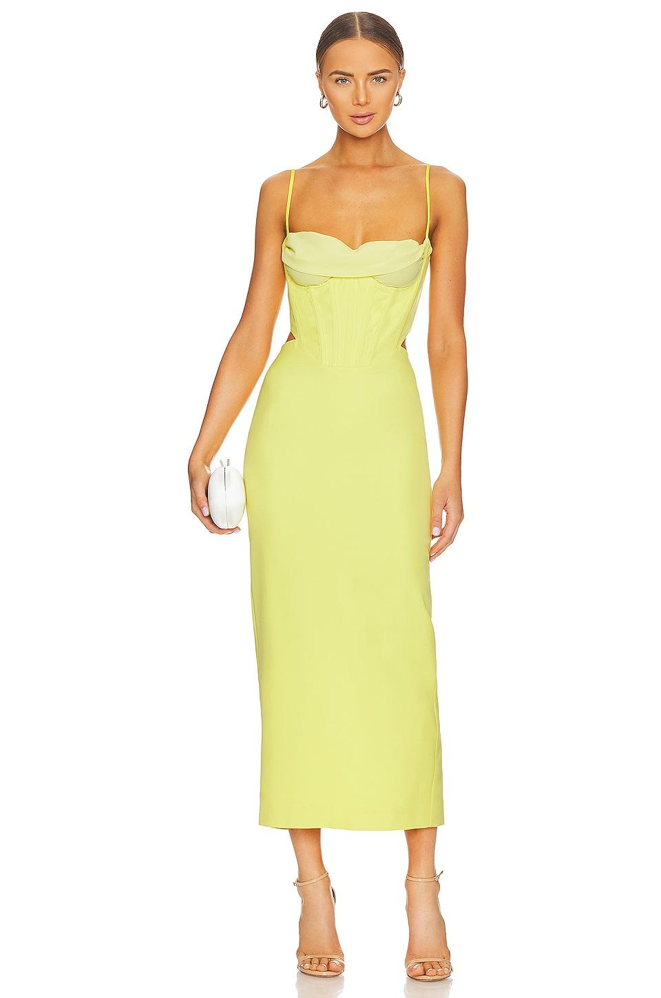 Bardot Martini Midi Dress in Yellow by BARDOT