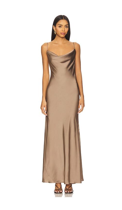 Bardot Monroe Cowl Neck Maxi Dress in Brown by BARDOT
