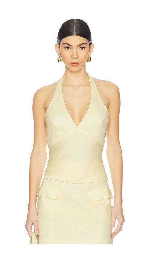 Bardot Paola Halter Linen Top in Yellow by BARDOT