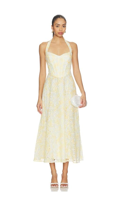 Bardot Pollie Halter Midi Dress in Lemon by BARDOT
