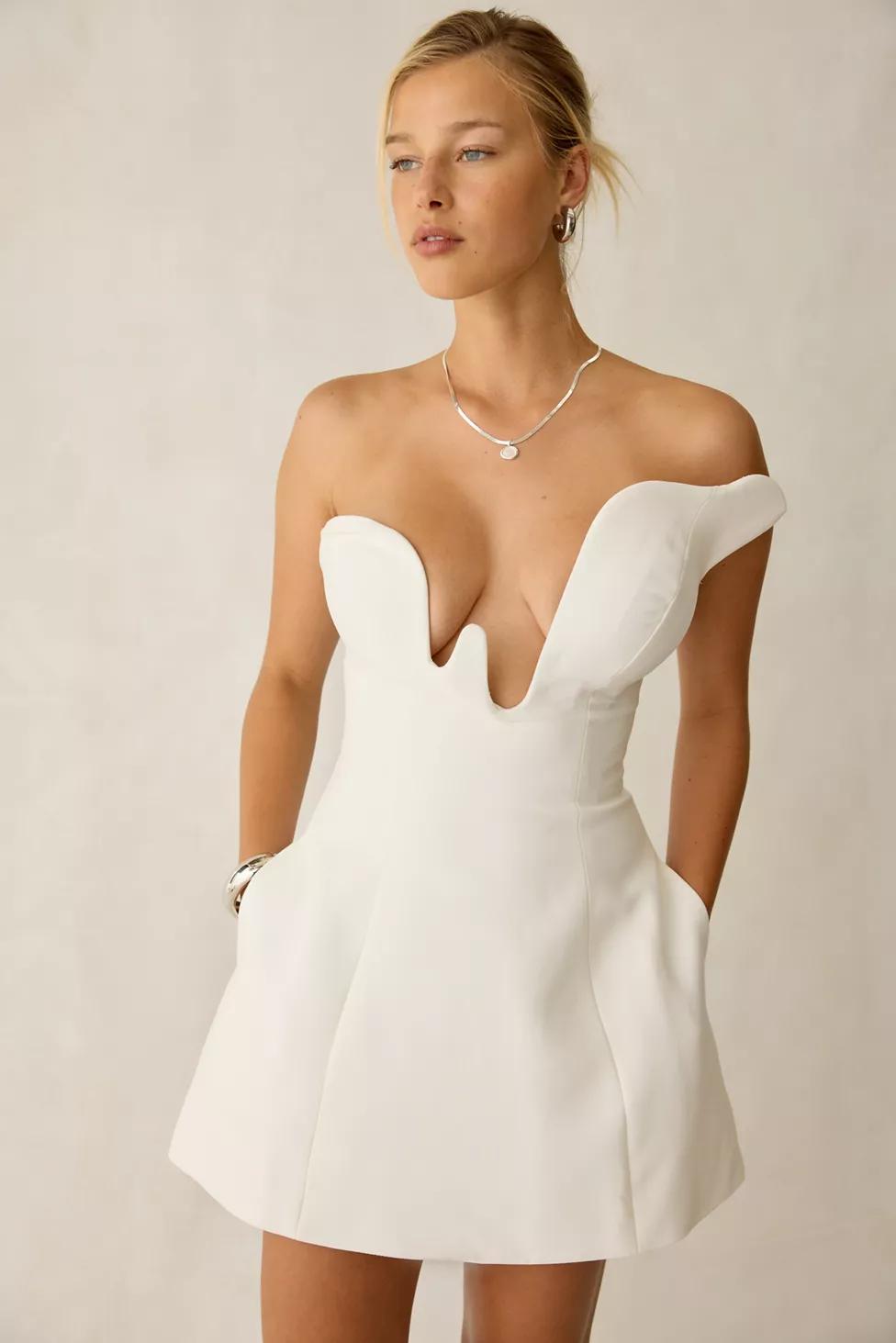 Bardot Rosalyn Sculpted Asymmetric Hourglass Strapless Mini Dress by BARDOT
