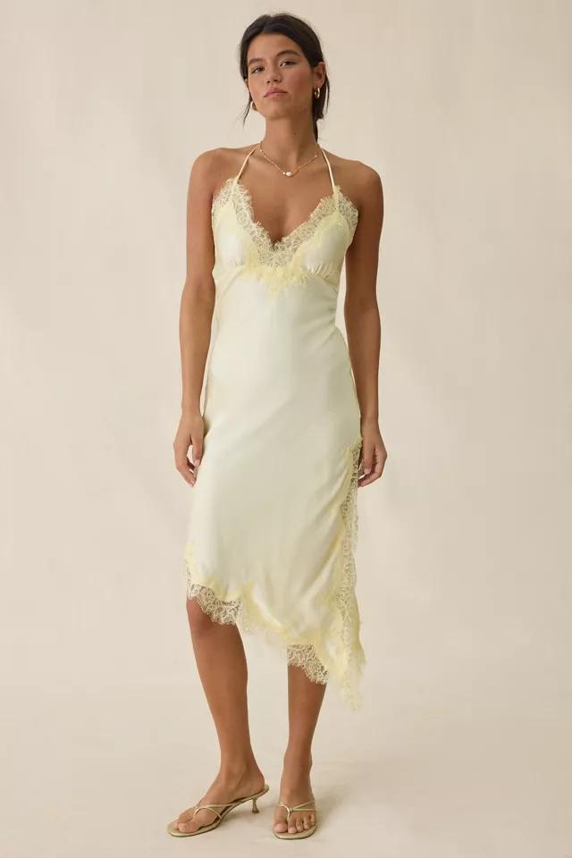 Bardot Silvio Halter Asymmetric Lace Trim Slip Midi Dress by BARDOT