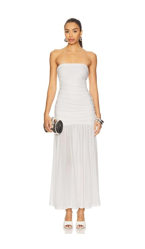 Bardot Solana Mesh Maxi Dress in White by BARDOT