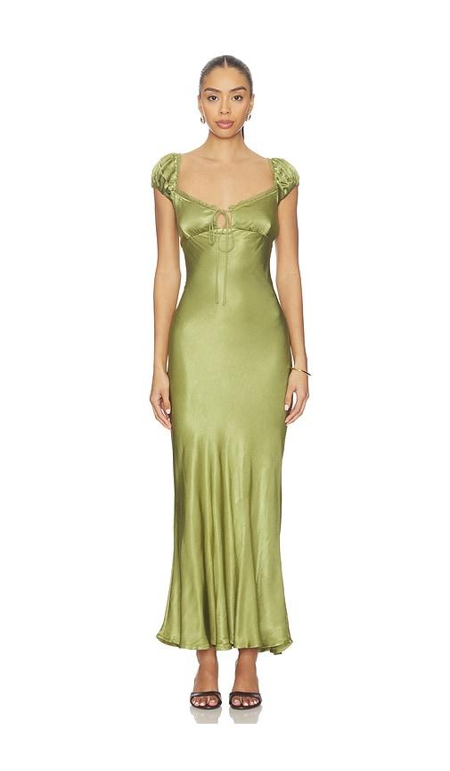Bardot Stasia Satin Maxi Slip Dress in Green by BARDOT