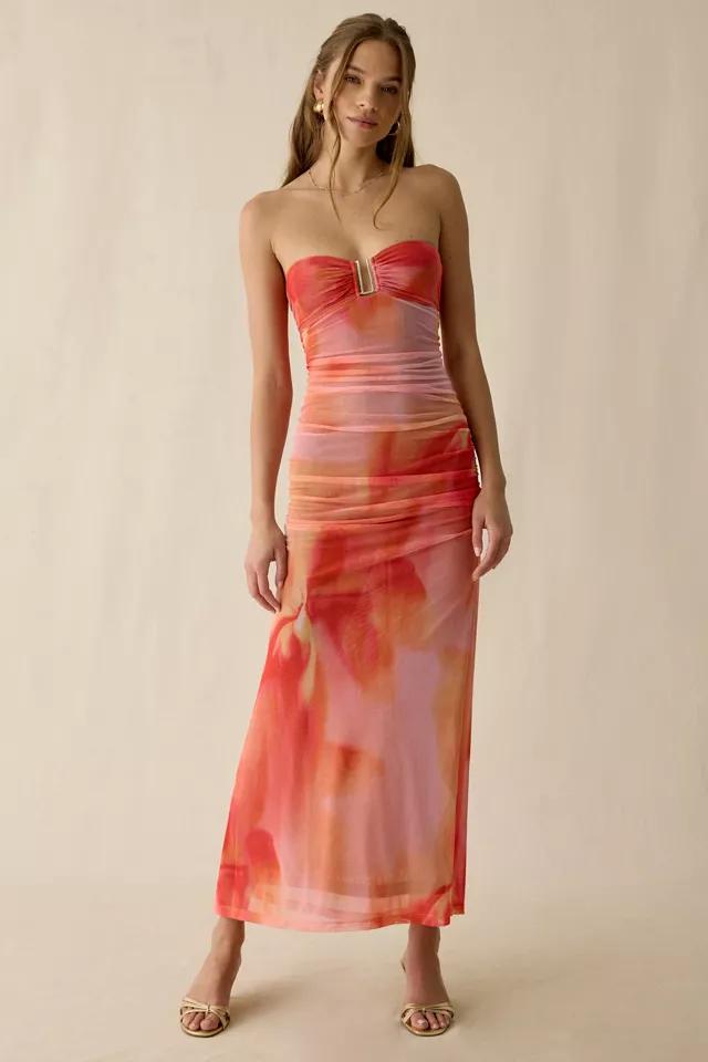 Bardot Stephanie Floral Mesh Strapless Maxi Dress by BARDOT