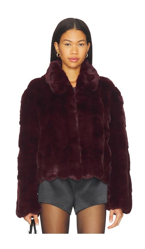 Bardot Sylvie Zip Faux Fur Jacket in Burgundy by BARDOT