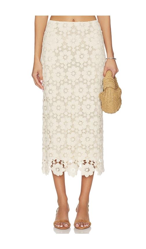 Bardot Veneta Crochet Midi Skirt in Beige by BARDOT