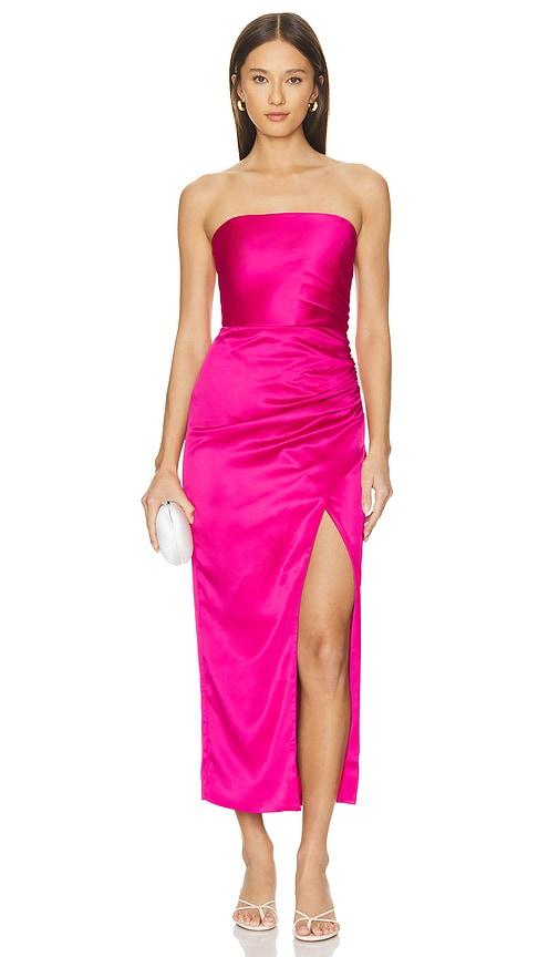 Bardot Yana Midi Dress in Fuchsia by BARDOT