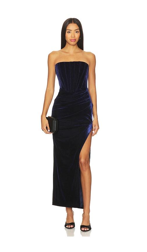 Bardot x REVOLVE Everlasting Velour Midi Dress in Navy by BARDOT