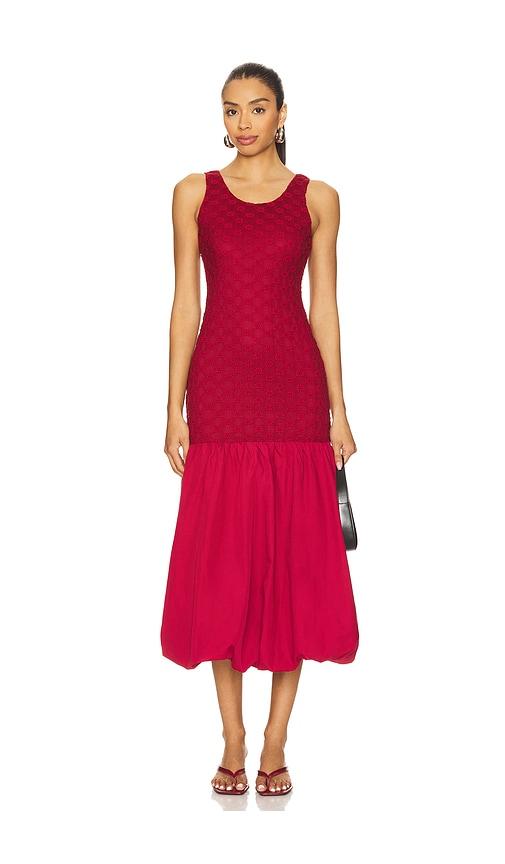 Bardot x REVOLVE Melody Lace Poplin Maxi Dress in Burgundy by BARDOT
