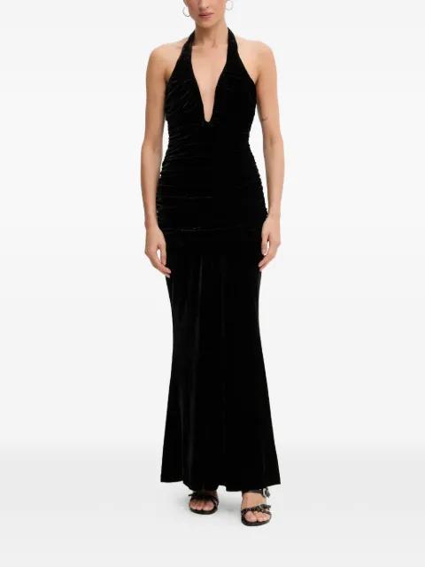 Elvira halter-neck gathered maxi dress by BARDOT