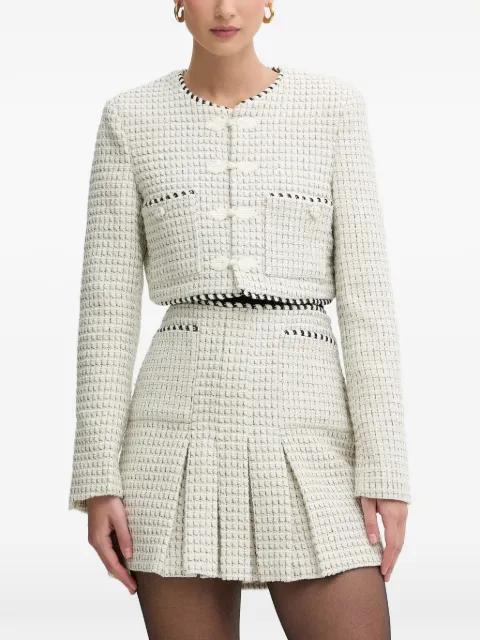 Florine woven-texture cropped jacket by BARDOT