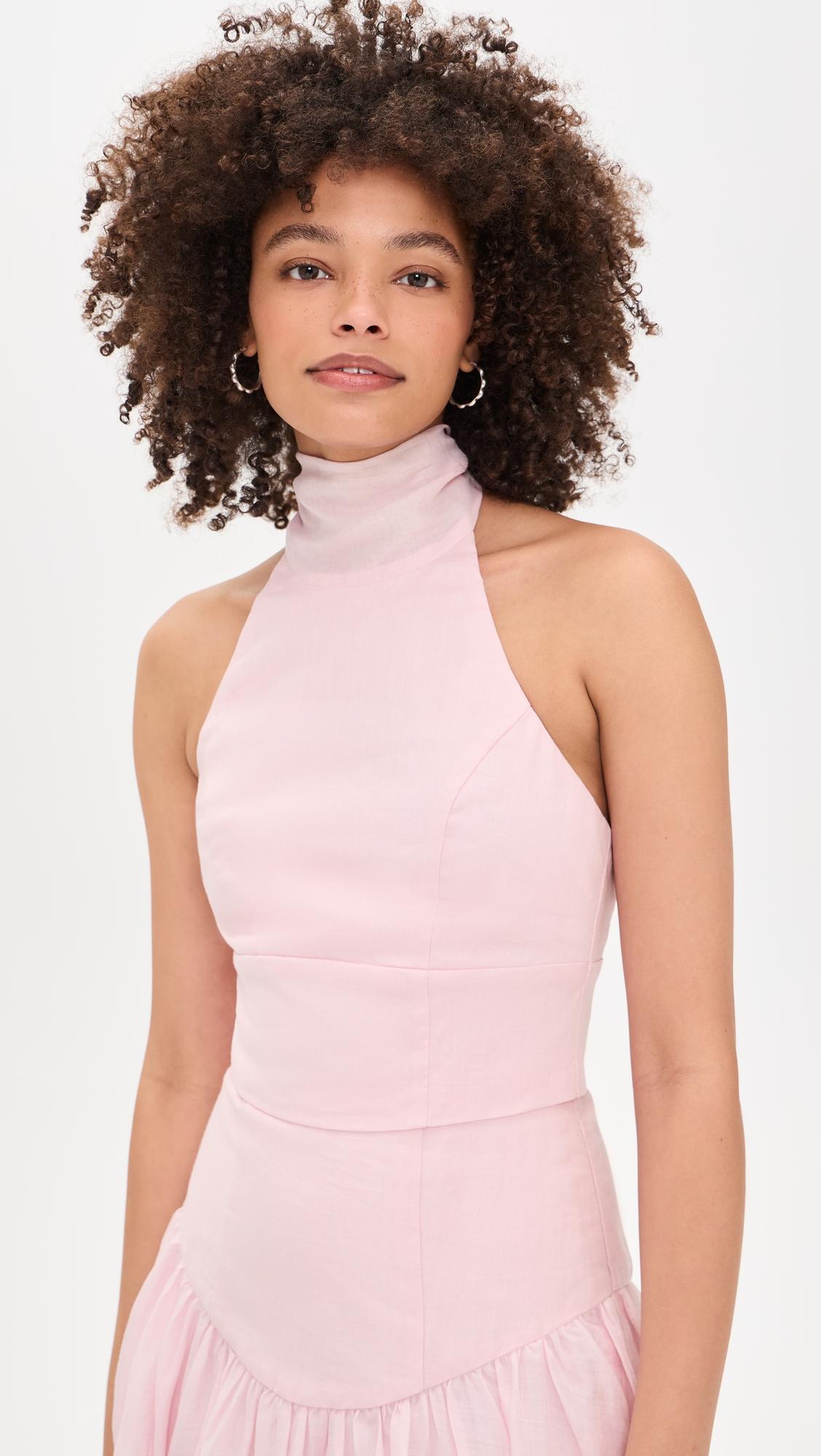 Harlow Ramie Halter Top by BARDOT