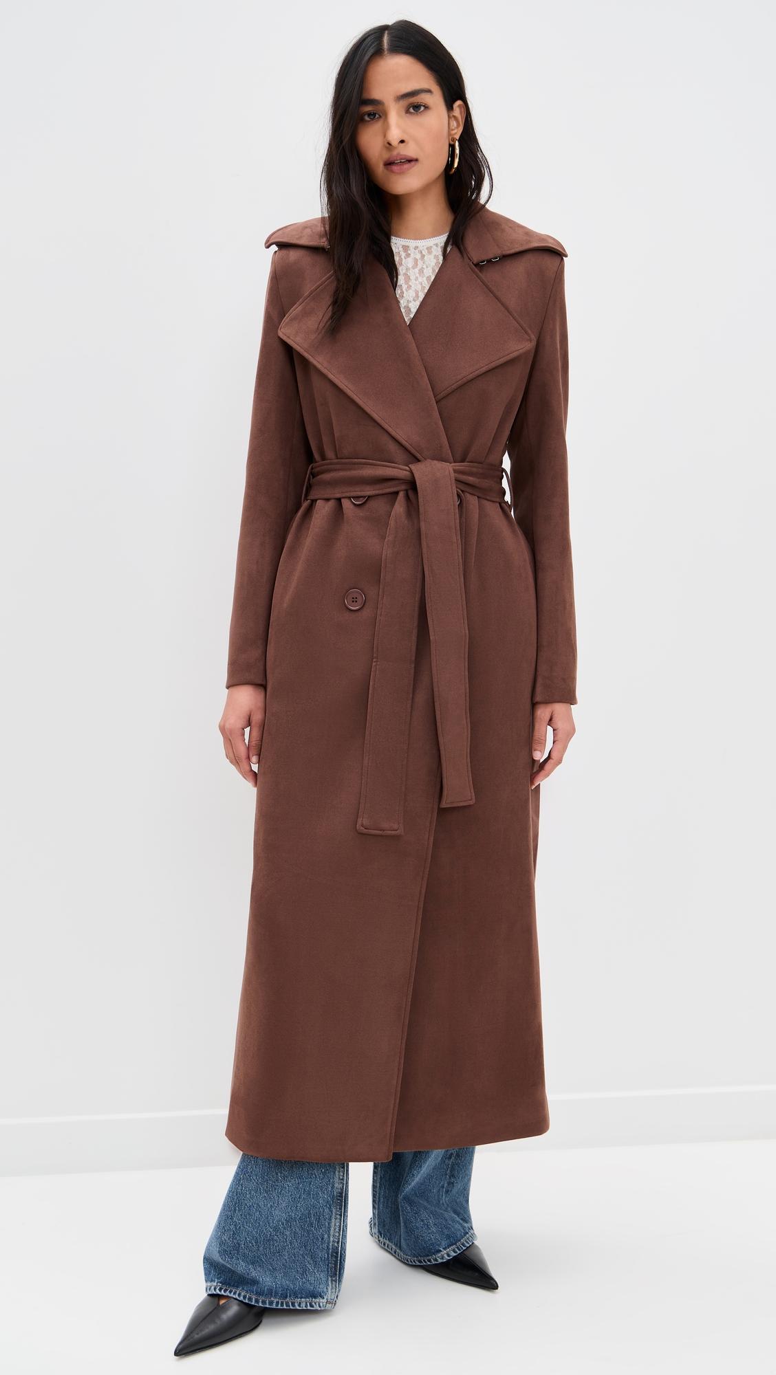 Kira Faux Suede Trench Coat by BARDOT