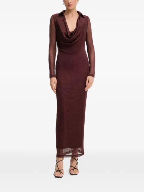 Lorel cowl-neck long-sleeve maxi dress by BARDOT