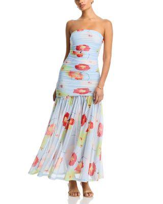 Solana Printed Mesh Maxi Dress by BARDOT