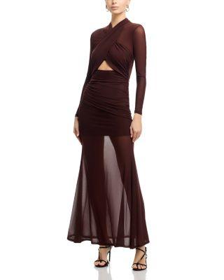 Veria Wrap Mesh Maxi Dress by BARDOT