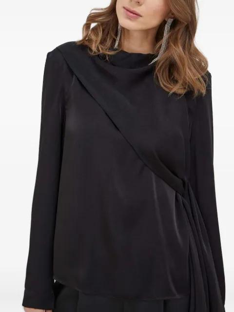 draped tie-front blouse by BARDOT
