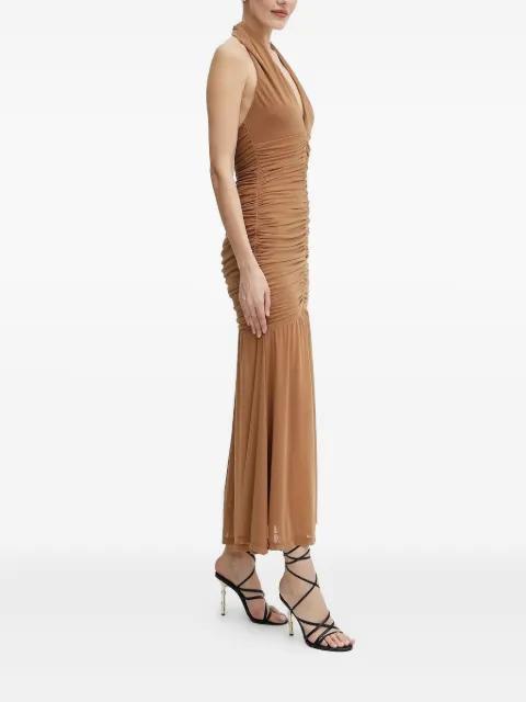 halter neck ruched dress by BARDOT
