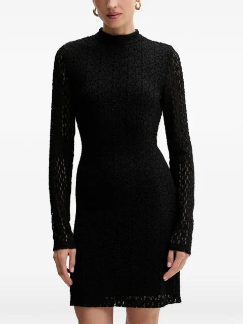 high-neck textured mini dress by BARDOT