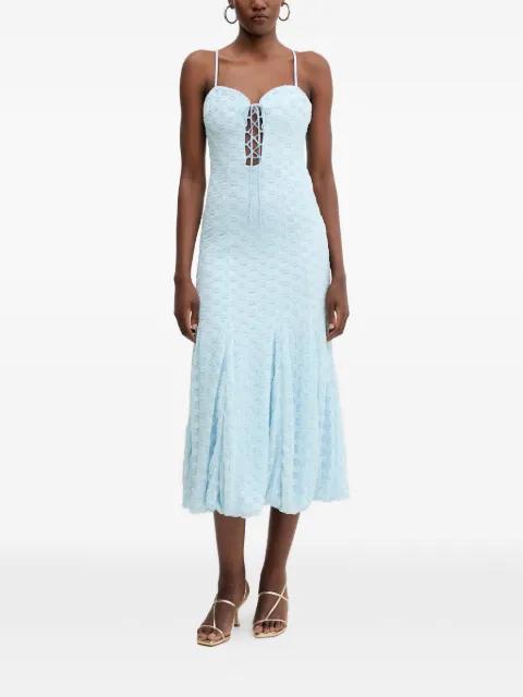 lace-up floral-pattern midi dress by BARDOT