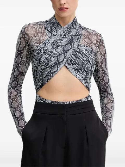snake-print long-sleeves bodysuit by BARDOT