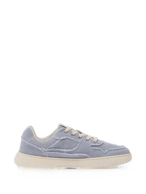 Zing Denim frayed-edge panelled sneakers by BAREBARICS Zing Denim frayed-edge panelled sneakers by BAREBARICS