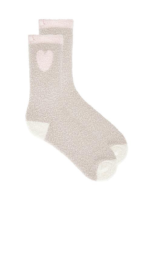 Barefoot Dreams Cozy Chic Color Block Heart Socks in Tan by BAREFOOT DREAMS Barefoot Dreams Cozy Chic Color Block Heart Socks in Tan by BAREFOOT DREAMS