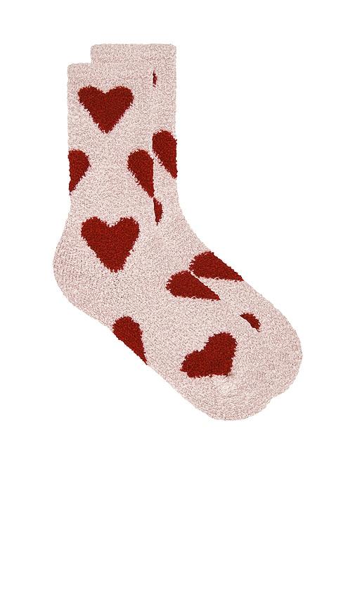 Barefoot Dreams Cozy Chic Heart Print Socks in Pink by BAREFOOT DREAMS Barefoot Dreams Cozy Chic Heart Print Socks in Pink by BAREFOOT DREAMS