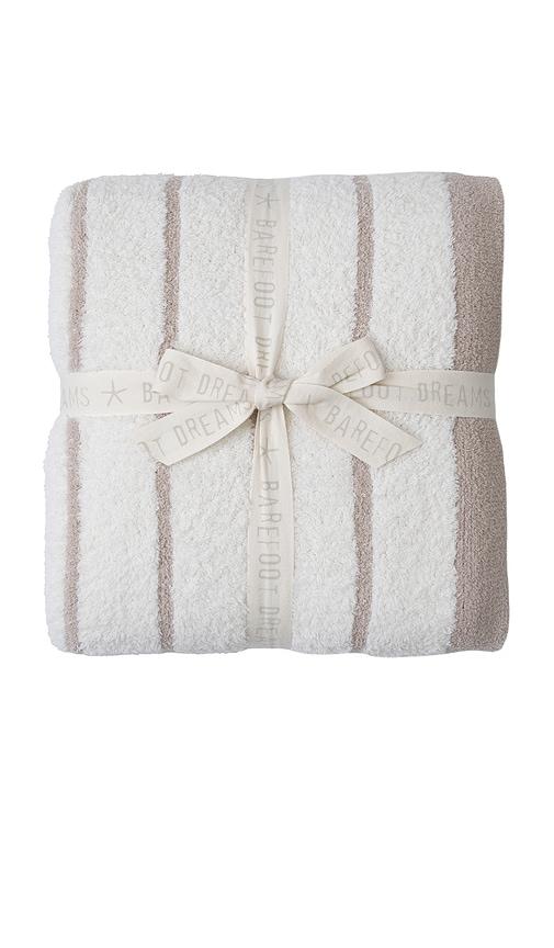 Barefoot Dreams CozyChic Border Stripe Throw in Cream by BAREFOOT DREAMS