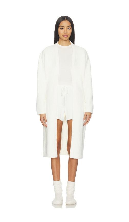 Barefoot Dreams CozyChic Luxe Robe With Rib Detail in White by BAREFOOT DREAMS