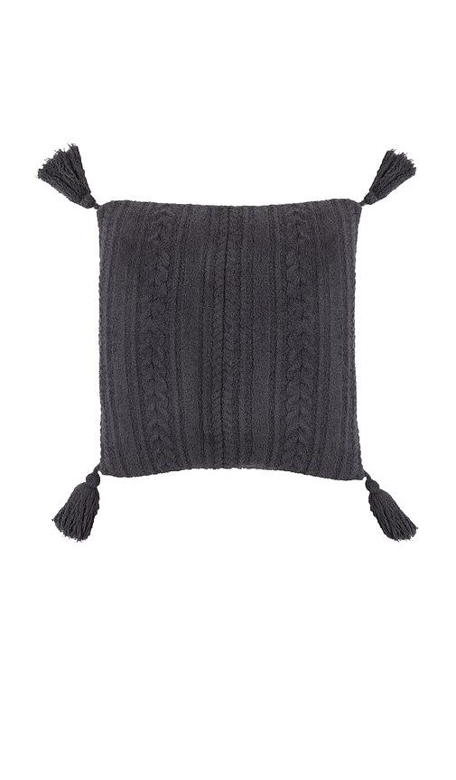 Barefoot Dreams CozyChic Solid Cable Pillow With Tassels in Dark Green by BAREFOOT DREAMS