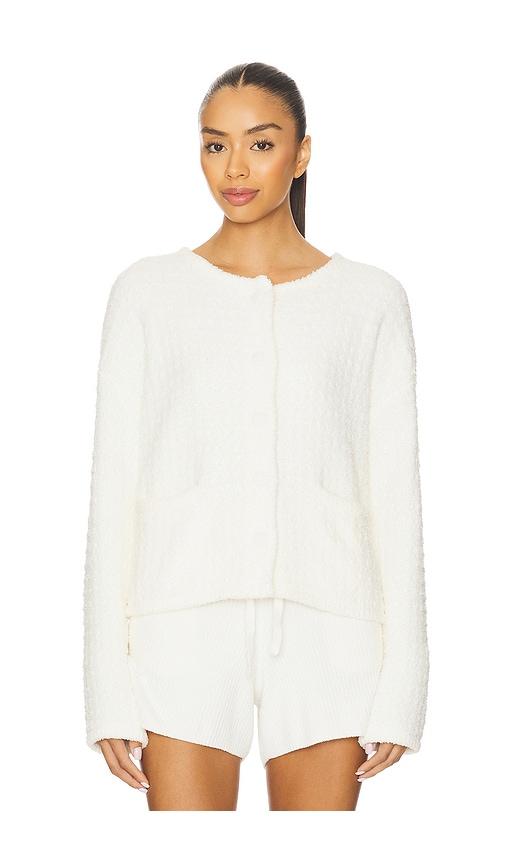 Barefoot Dreams CozyChic Textured Button Front Cardigan in White by BAREFOOT DREAMS