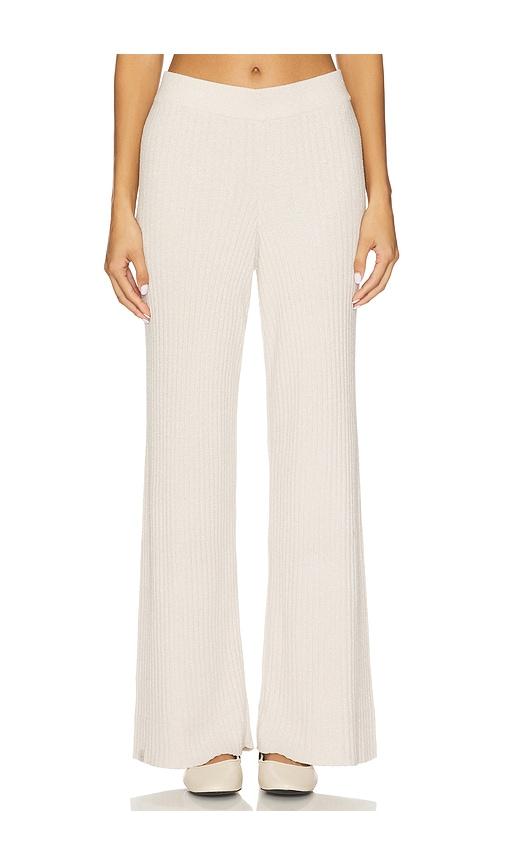 Barefoot Dreams CozyChic Ultra Lite Lurex Rib Wide Leg Pant in Tan by BAREFOOT DREAMS