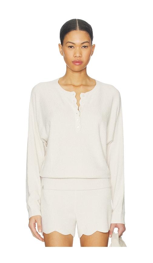 Barefoot Dreams CozyChic Ultra Lite Scallop Dolman Henley Top in Cream by BAREFOOT DREAMS