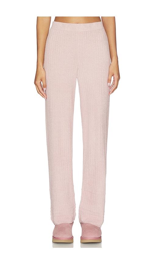 Barefoot Dreams CozyChic Ultra Lite Textured Hem Rib Pant in Blush by BAREFOOT DREAMS