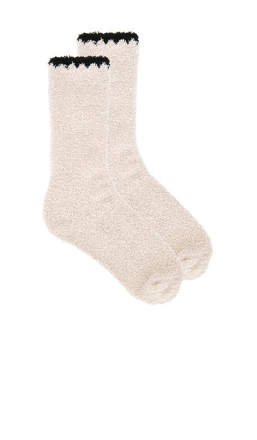 Barefoot Dreams Cozychic Blanket Stitch Rib Socks in Grey by BAREFOOT DREAMS Barefoot Dreams Cozychic Blanket Stitch Rib Socks in Grey by BAREFOOT DREAMS