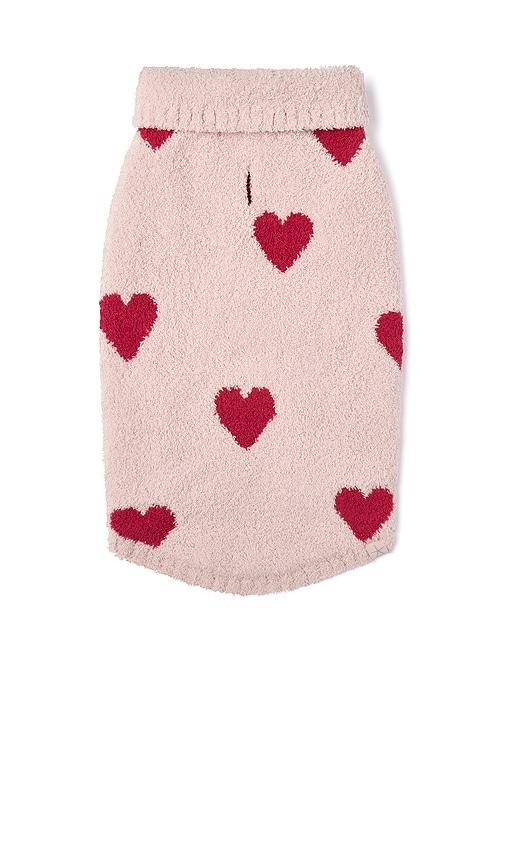 Barefoot Dreams Cozychic Heart Print Pet Sweater in Pink by BAREFOOT DREAMS