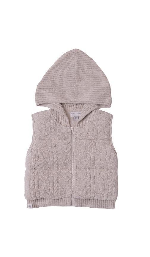 Barefoot Dreams Toddler Cable Puffer Hooded Vest in Grey by BAREFOOT DREAMS