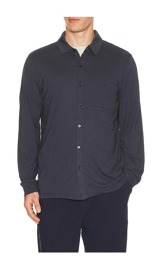 Barefoot Dreams Triblend Button Down Shirt in Navy by BAREFOOT DREAMS
