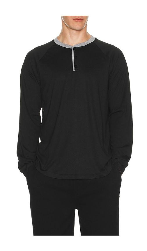 Barefoot Dreams Triblend Henley in Black by BAREFOOT DREAMS