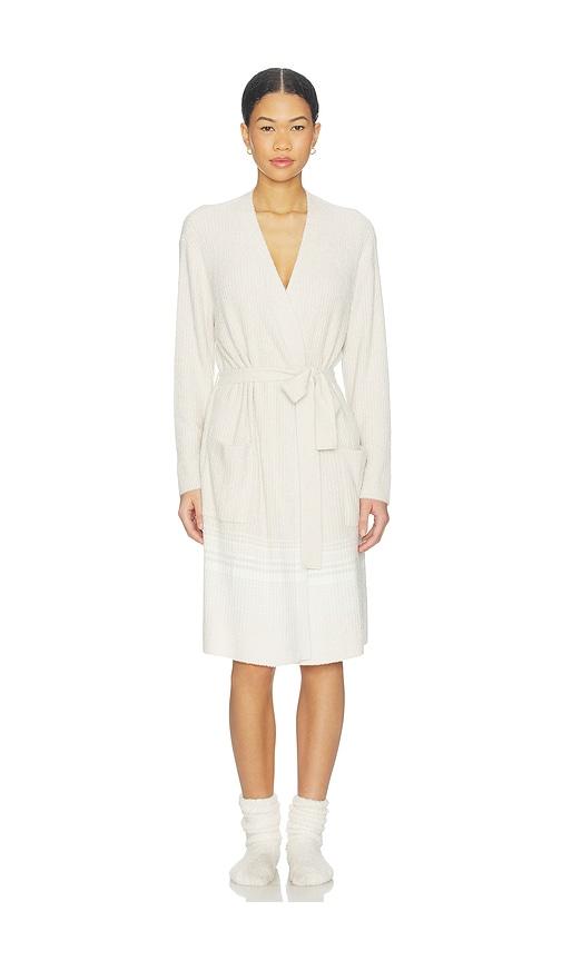 Barefoot Dreams Variegated Stripe Ribbed Robe in Beige by BAREFOOT DREAMS