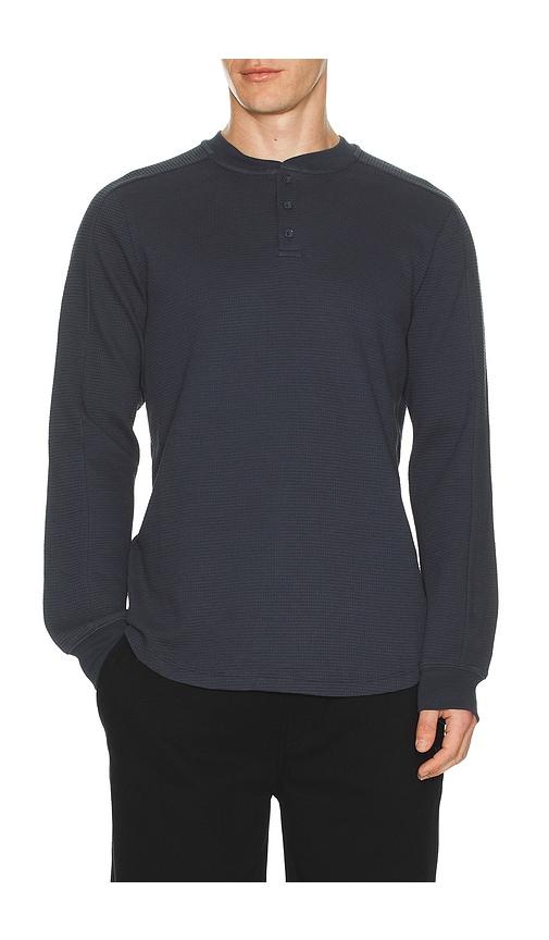 Barefoot Dreams Waffle Thermal Henley in Navy by BAREFOOT DREAMS