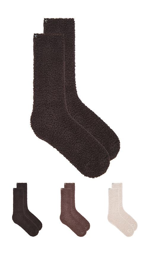 Barefoot Dreams X Revolve Cozychic 3 Pair Sock Set in Brown by BAREFOOT DREAMS