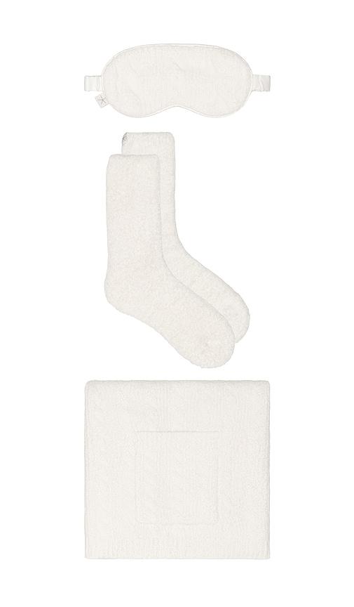 Barefoot Dreams X Revolve Cozychic Cable Travel Set in Cream by BAREFOOT DREAMS