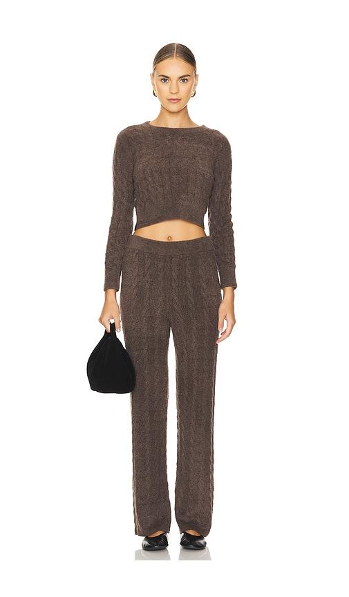 Barefoot Dreams x REVOLVE CozyChic Lite Cable Pullover & Pant Set in Brown by BAREFOOT DREAMS