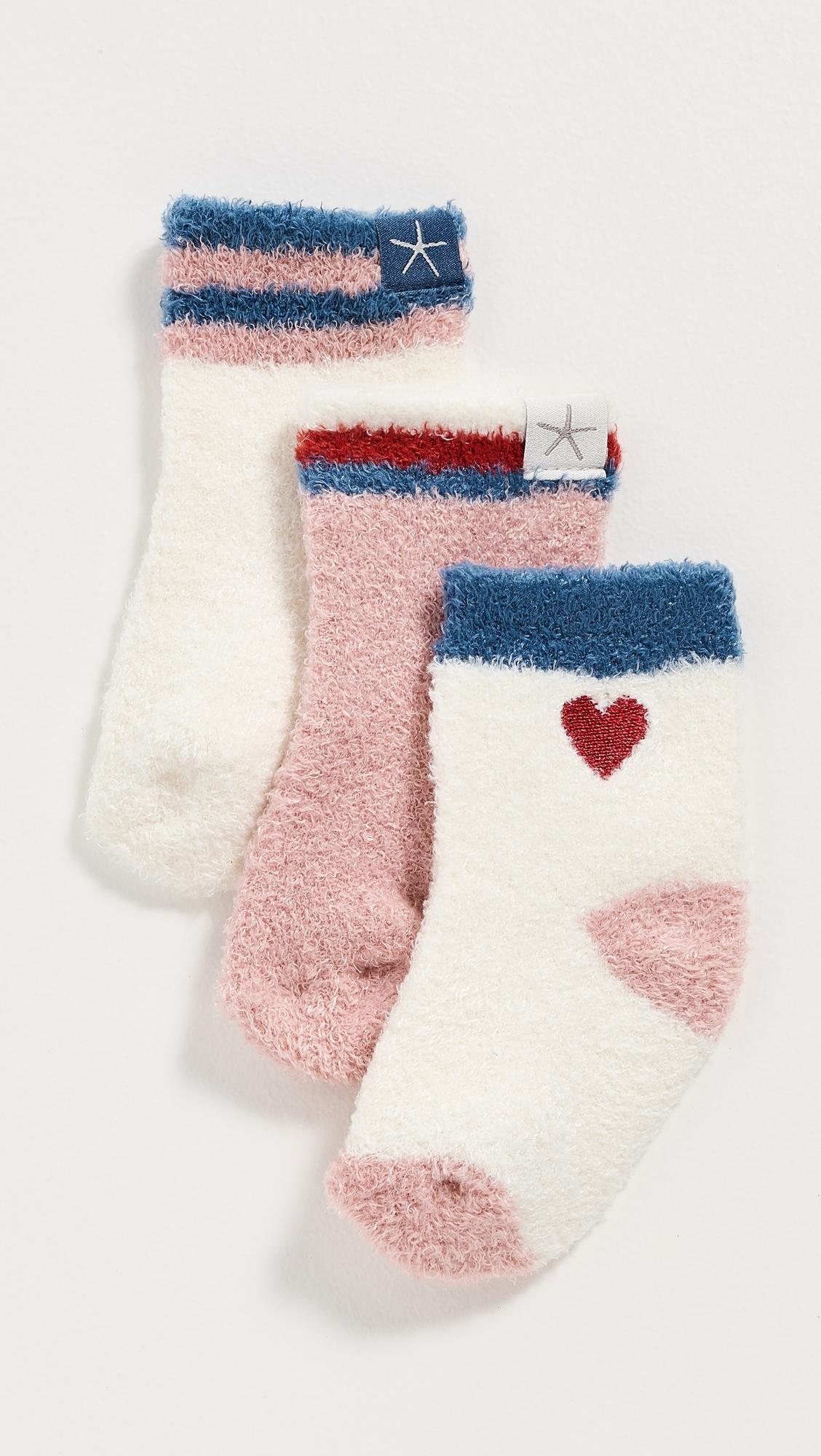 CozyChic Lite Baby Heart 3 Pack Socks Set by BAREFOOT DREAMS