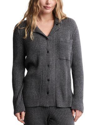 CozyChic Ultra Lite Lurex Rib Button Front Shirt by BAREFOOT DREAMS