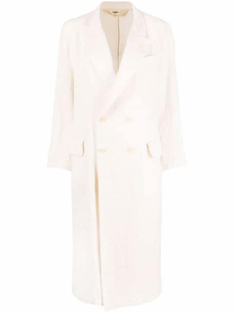 peak-lapels button-front mid-length coat by BARENA